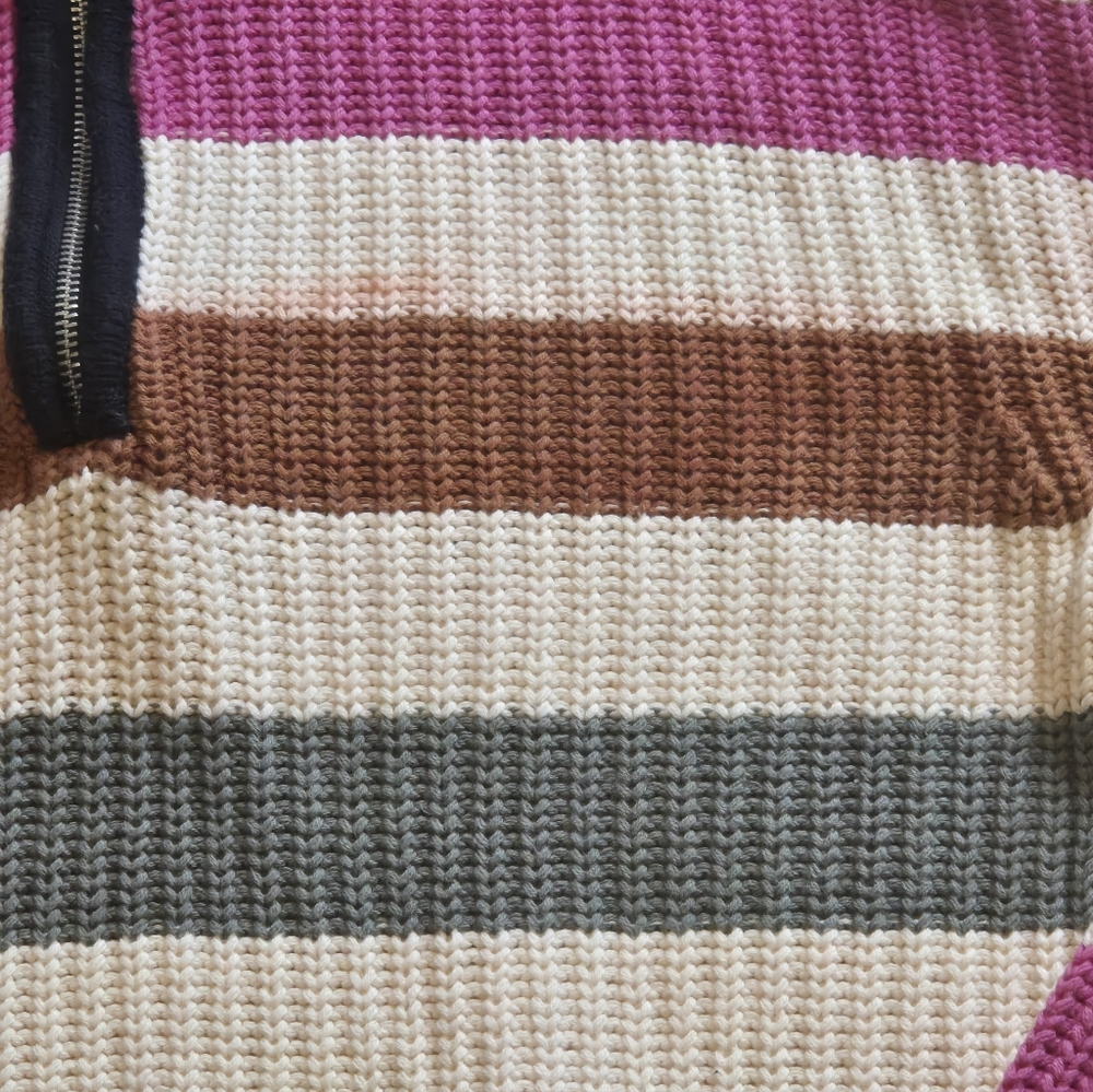 Free Assembly Women's Multicolor Striped Half-Zip Ribbed Sweater Size M – Retro - Picture 5 of 9